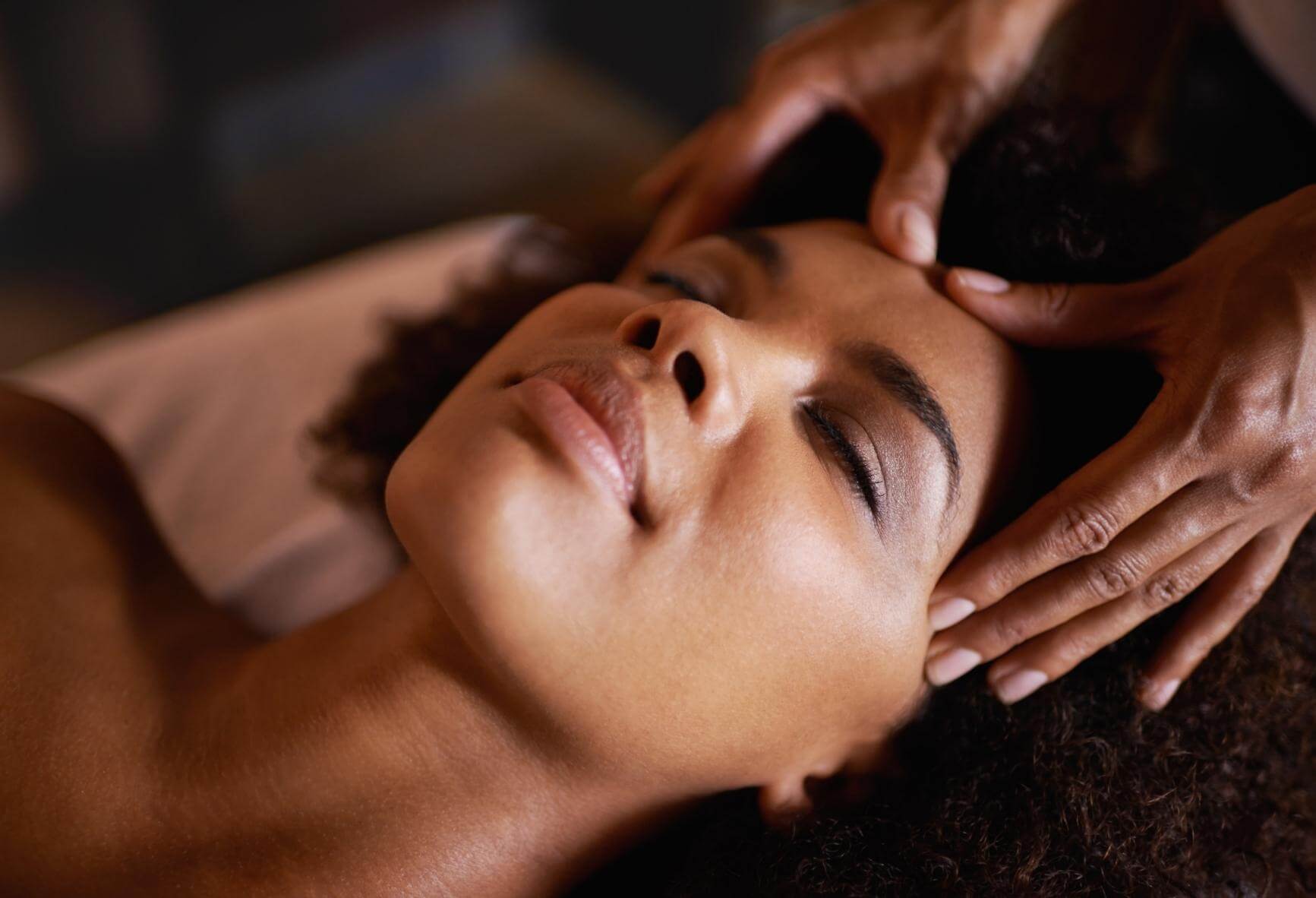 Woman getting a scalp massage